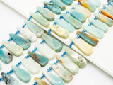 High Quality Natural Amazonite Teardrop beads, 23-36mm, Long Teardrop Blue Gemstone Beads, 15.5inch strand, SKU#U142