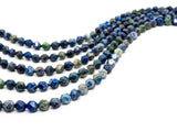 Unique Cut Quality Natural Lapis beads, 6mm/8mm/10mm/12mm, Diamond Cut Faceted Round Blue Green Gemstone Beads, 15.5inch strand, SKU#U132