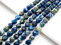 Unique Cut Quality Natural Lapis beads, 6mm/8mm/10mm/12mm, Diamond Cut Faceted Round Blue Green Gemstone Beads, 15.5inch strand, SKU#U132