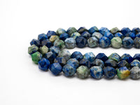 Unique Cut Quality Natural Lapis beads, 6mm/8mm/10mm/12mm, Diamond Cut Faceted Round Blue Green Gemstone Beads, 15.5inch strand, SKU#U132