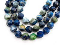 Unique Cut Quality Natural Lapis beads, 6mm/8mm/10mm/12mm, Diamond Cut Faceted Round Blue Green Gemstone Beads, 15.5inch strand, SKU#U132
