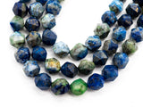 Unique Cut Quality Natural Lapis beads, 6mm/8mm/10mm/12mm, Diamond Cut Faceted Round Blue Green Gemstone Beads, 15.5inch strand, SKU#U132