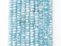 High Quality Natural Aquamarine Rondelle beads, 5x7mm/5x8mm, Faceted Rondelle Gemstone Beads, 15.5inch strand, SKU#U139