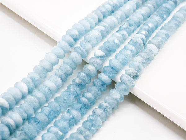 High Quality Natural Aquamarine Rondelle beads, 5x7mm/5x8mm, Faceted Rondelle Gemstone Beads, 15.5inch strand, SKU#U139