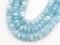 High Quality Natural Aquamarine Rondelle beads, 5x7mm/5x8mm, Faceted Rondelle Gemstone Beads, 15.5inch strand, SKU#U139