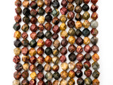 Unique Cut Quality Natural Piscasso Jasper beads, 8mm/10mm, Diamond Cut Faceted Round Gemstone Beads, 15.5inch strand, SKU#U133