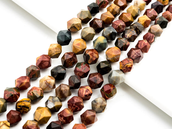 Unique Cut Quality Natural Piscasso Jasper beads, 8mm/10mm, Diamond Cut Faceted Round Gemstone Beads, 15.5inch strand, SKU#U133