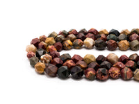Unique Cut Quality Natural Piscasso Jasper beads, 8mm/10mm, Diamond Cut Faceted Round Gemstone Beads, 15.5inch strand, SKU#U133