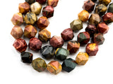 Unique Cut Quality Natural Piscasso Jasper beads, 8mm/10mm, Diamond Cut Faceted Round Gemstone Beads, 15.5inch strand, SKU#U133