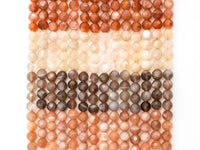 Quality Natural Mixed Color Moonstone Beads, 6mm Round Faceted beads, Orange Brown White Gemstone Beads, 15.5inch strand, SKU#U151