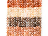 Quality Natural Mixed Color Moonstone Beads, 6mm Round Faceted beads, Orange Brown White Gemstone Beads, 15.5inch strand, SKU#U151