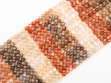 Quality Natural Mixed Color Moonstone Beads, 6mm Round Faceted beads, Orange Brown White Gemstone Beads, 15.5inch strand, SKU#U151