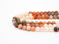 Quality Natural Mixed Color Moonstone Beads, 6mm Round Faceted beads, Orange Brown White Gemstone Beads, 15.5inch strand, SKU#U151