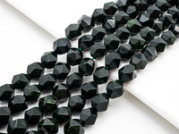 Unique Diamond Cut Quality Natural Dark Green Goldstone beads, 6mm/8mm/10mm/12mm, Faceted Round Gemstone Beads, 15.5inches strand, SKU#U148