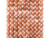 Quality Natural Peach Moonstone Beads, 8mm/10mm Faceted Round Gemstone Beads, 15.5'' Full Strand, SKU#U150
