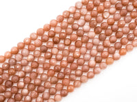 Quality Natural Peach Moonstone Beads, 8mm/10mm Faceted Round Gemstone Beads, 15.5'' Full Strand, SKU#U150