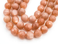 Quality Natural Peach Moonstone Beads, 8mm/10mm Faceted Round Gemstone Beads, 15.5'' Full Strand, SKU#U150
