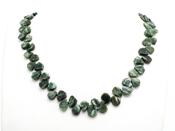 Quality Natural Seraphinite beads, 11-14mm Irregular Teardrop Dark Green Gemstone Beads, Natural Seraphinite  15inch strand, SKU#U155