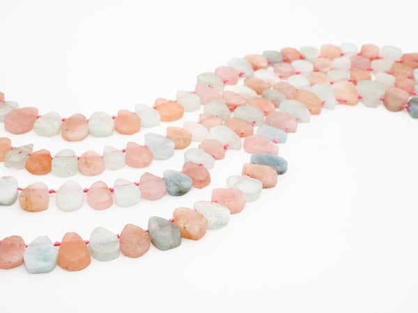 Natural Mixed Color Morganite beads, 14-18mm, Teardrop Light Pink Blue Gemstone Beads, 15.5 inches strand, SKU#U159