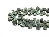 Quality Natural Seraphinite beads, 11-14mm Irregular Teardrop Dark Green Gemstone Beads, Natural Seraphinite  15inch strand, SKU#U155