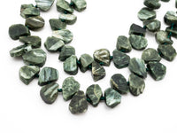 Quality Natural Seraphinite beads, 11-14mm Irregular Teardrop Dark Green Gemstone Beads, Natural Seraphinite  15inch strand, SKU#U155