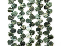 Quality Natural Seraphinite beads, 11-14mm Irregular Teardrop Dark Green Gemstone Beads, Natural Seraphinite  15inch strand, SKU#U155