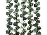 Quality Natural Seraphinite beads, 11-14mm Irregular Teardrop Dark Green Gemstone Beads, Natural Seraphinite  15inch strand, SKU#U155