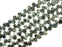 Quality Natural Seraphinite beads, 11-14mm Irregular Teardrop Dark Green Gemstone Beads, Natural Seraphinite  15inch strand, SKU#U155