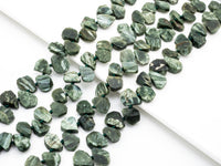 Quality Natural Seraphinite beads, 11-14mm Irregular Teardrop Dark Green Gemstone Beads, Natural Seraphinite  15inch strand, SKU#U155