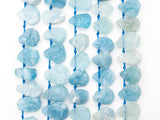 High Quality Natural Aquamarine beads, 12-16mm, Teardrop Top Drilled Gemstone Beads, 16inch strand, SKU#U164