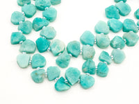 Quality Natural Amazonite beads, 10-14mm Irregular Teardrop Top Drill Green Gemstone Beads, 15.5 inches strand, SKU#U154