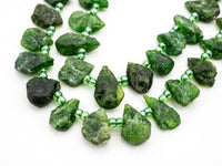 Quality Natural Diopside beads, 11-15mm irregular Teardrop Top drill Green Gemstone Beads, Natural Diopside 15.5inch strand, SKU#U167