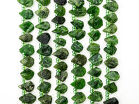 Quality Natural Diopside beads, 11-15mm irregular Teardrop Top drill Green Gemstone Beads, Natural Diopside 15.5inch strand, SKU#U167