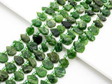 Quality Natural Diopside beads, 11-15mm irregular Teardrop Top drill Green Gemstone Beads, Natural Diopside 15.5inch strand, SKU#U167