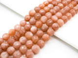 Quality Natural Peach Moonstone Beads, 8mm/10mm Faceted Round Gemstone Beads, 15.5'' Full Strand, SKU#U150