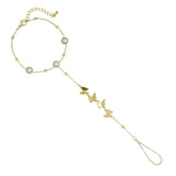 Stainless Steel Butterfly White Pearl Adjustable Hand Chain, Sku#BXG03