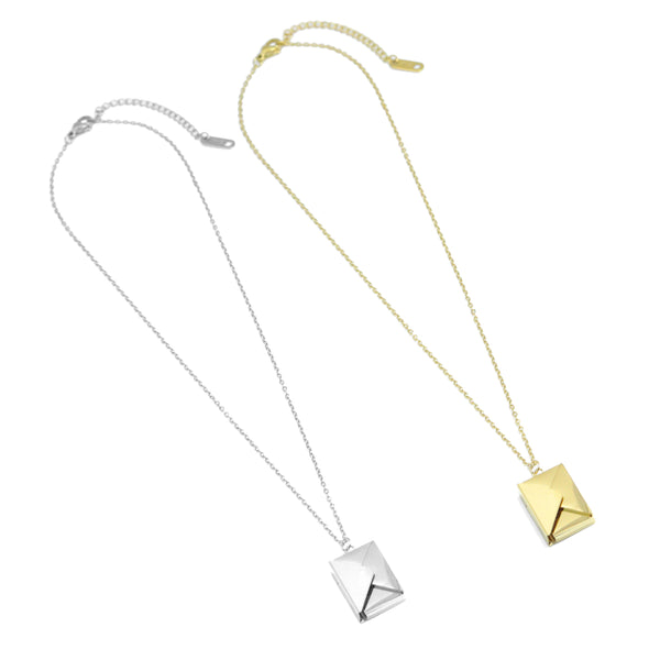 Stainless Steel I Love You Envelope Pendant Necklace , Sku#BXG06