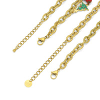 Christmas Pendant Link Chain necklace Bracelet Earring, Christmas Jewelry, Sku#BXG24