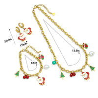 Christmas Pendant Link Chain necklace Bracelet Earring, Christmas Jewelry, Sku#BXG24