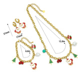 Christmas Pendant Link Chain necklace Bracelet Earring, Christmas Jewelry, Sku#BXG24