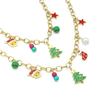 Colorful Enamel Christmas Pendant Link Chain necklace Bracelet Earring, Sku#BXG25