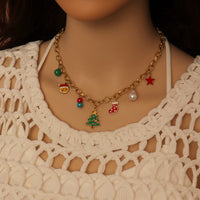 Colorful Enamel Christmas Pendant Link Chain necklace Bracelet Earring, Sku#BXG25