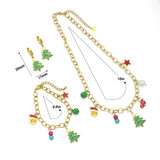 Colorful Enamel Christmas Pendant Link Chain necklace Bracelet Earring, Sku#BXG25