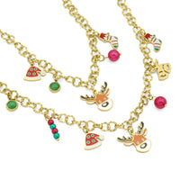 Christmas Charm Pendant oval Link Chain necklace Bracelet Earring, Sku#BXG26