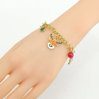 Christmas Charm Pendant oval Link Chain necklace Bracelet Earring, Sku#BXG26