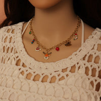 Christmas Charm Pendant oval Link Chain necklace Bracelet Earring, Sku#BXG26