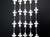 1/15pcs Natural Mother of Pearl beads,10x14mm White Pearl Carved Cross Beads strand, Cross Pearl Shell Beads, SKU#T27