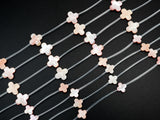 1/10pcs Natural Mother of Pearl QUATREFOIL beads, 8/10/14mm Pink Pearl Four-leaf CLOVER Beads, Pearl Shell Beads, SKU#T98