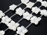 1/10 pcs Natural Mother of Pearl,25-30mm White Pearl Carved Thin Mop Flower Beads, Pearl Shell Beads, SKU#T95