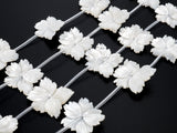 1/10 pcs Natural Mother of Pearl,25-30mm White Pearl Carved Thin Mop Flower Beads, Pearl Shell Beads, SKU#T95